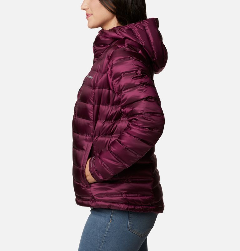 Women's Pebble Peak Down Hooded Jacket, Color: Marionberry, image 3