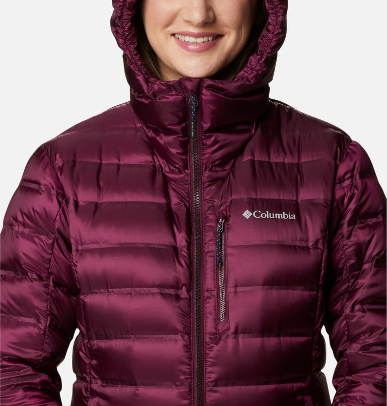 Women's Pebble Peak Down Hooded Jacket, Color: Marionberry, image 4