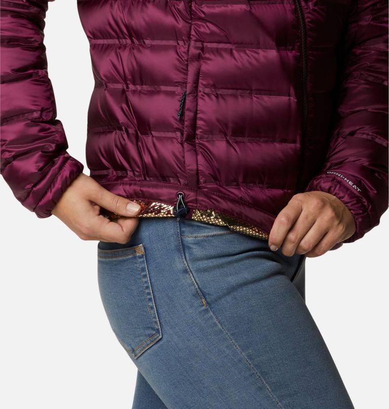 Women's Pebble Peak Down Hooded Jacket, Color: Marionberry, image 7