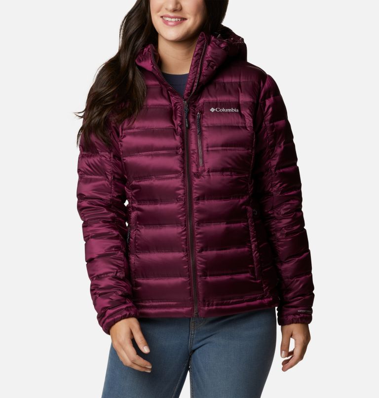Women's Pebble Peak Down Hooded Jacket, Color: Marionberry, image 1