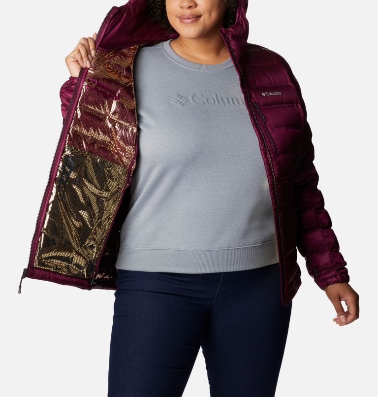 Thumbnail: Women's Pebble Peak Down Hooded Jacket - Plus Size, Color: Marionberry, image 5
