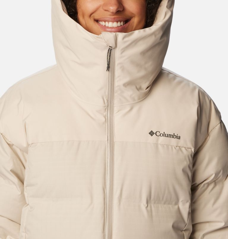 Columbia Chaleco largo con aislamiento Omni Heat con cremallera completa  para mujer, Blanco