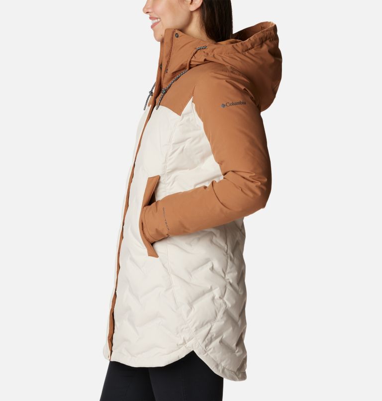 Thumbnail: Women's Mountain Croo II Mid Down Jacket, Color: Chalk, Camel Brown, image 3