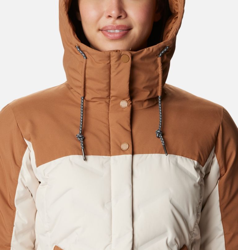 Women's Mountain Croo II Waterproof Hooded Mid Down Jacket, Color: Chalk, Camel Brown, image 4
