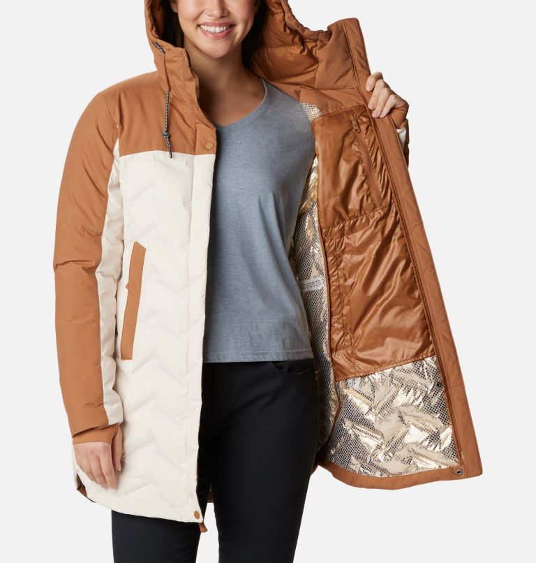 Women's Mountain Croo II Mid Down Jacket, Color: Chalk, Camel Brown, image 5
