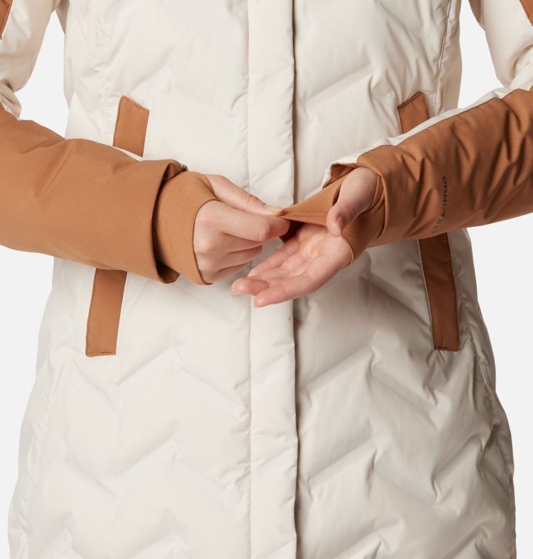 Women's Mountain Croo II Waterproof Hooded Mid Down Jacket, Color: Chalk, Camel Brown, image 7