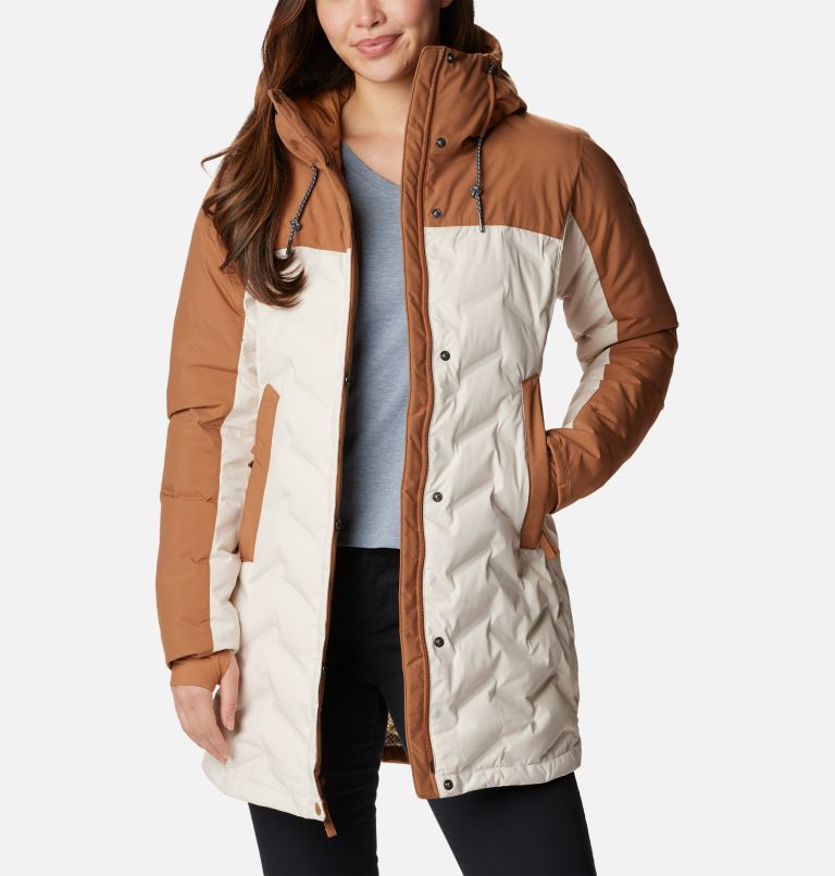 Women's Mountain Croo II Mid Down Jacket, Color: Chalk, Camel Brown, image 8