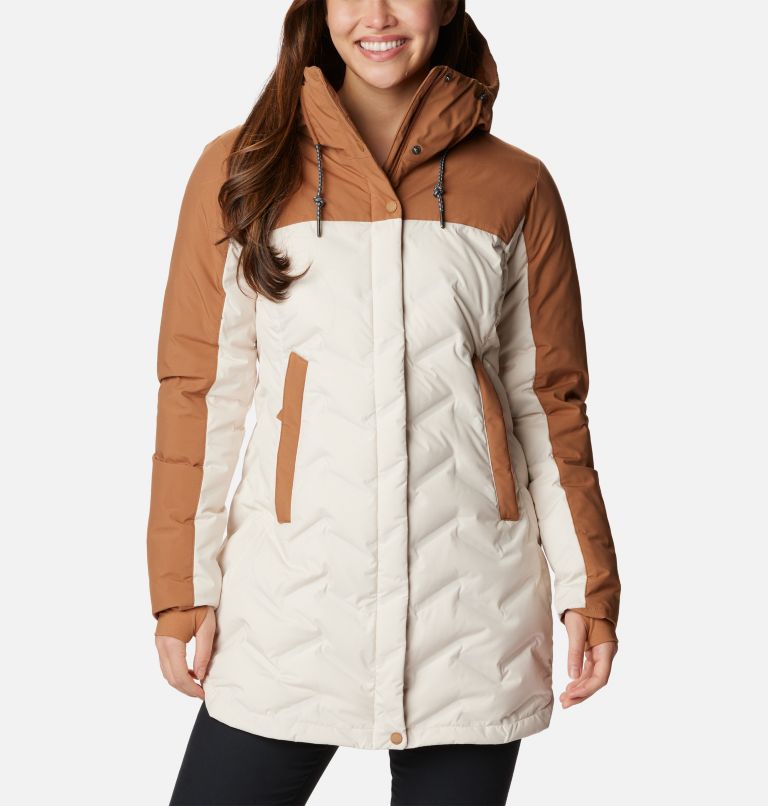 Thumbnail: Women's Mountain Croo II Mid Down Jacket, Color: Chalk, Camel Brown, image 1