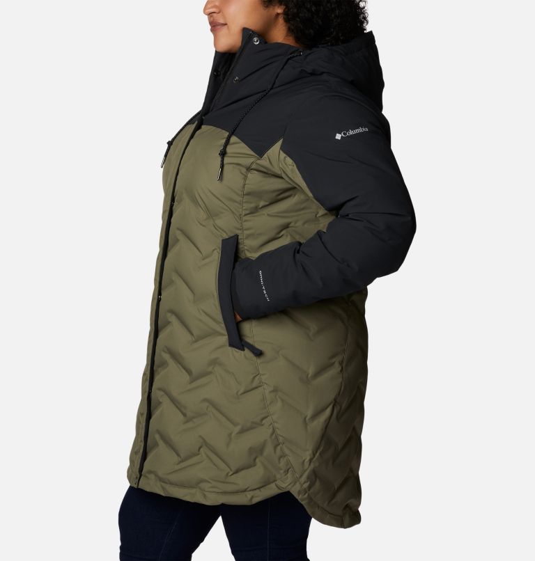 Thumbnail: Women's Mountain Croo II Mid Down Jacket - Plus Size, Color: Stone Green, Black, image 3