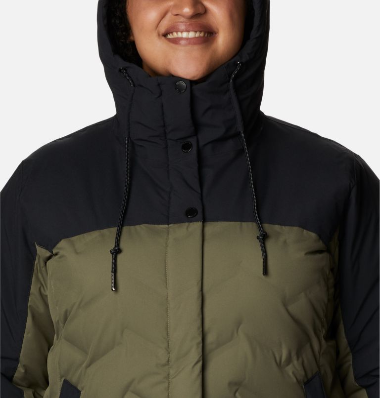 Thumbnail: Women's Mountain Croo II Mid Down Jacket - Plus Size, Color: Stone Green, Black, image 4