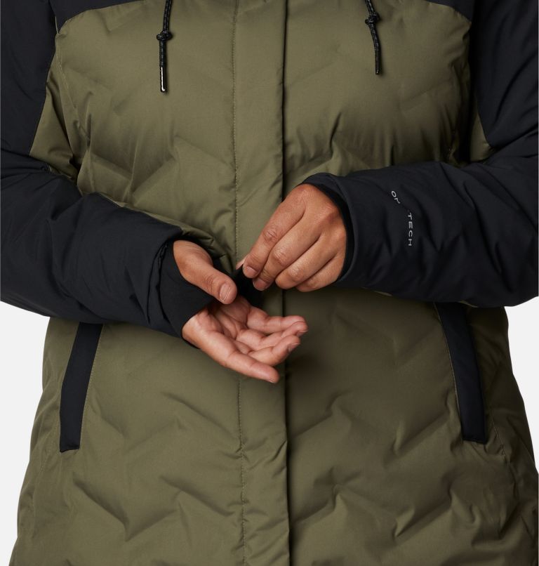 Thumbnail: Women's Mountain Croo II Mid Down Jacket - Plus Size, Color: Stone Green, Black, image 7