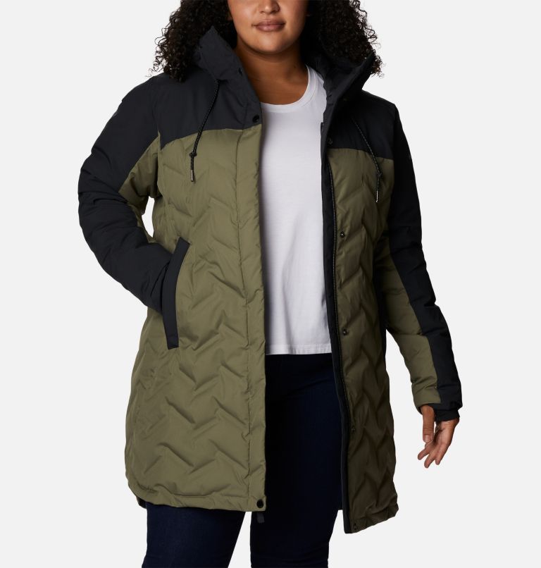 Women's Mountain Croo II Mid Down Jacket - Plus Size, Color: Stone Green, Black, image 8