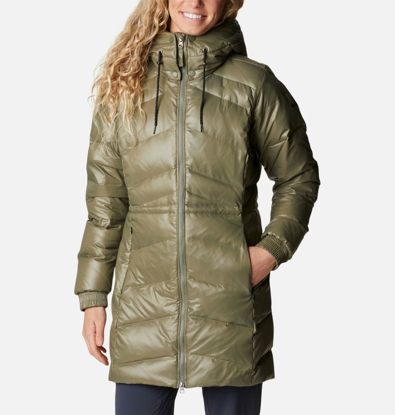 Women's Icy Heights II Down Mid Jacket, Color: Stone Green Gunmetal, image 1