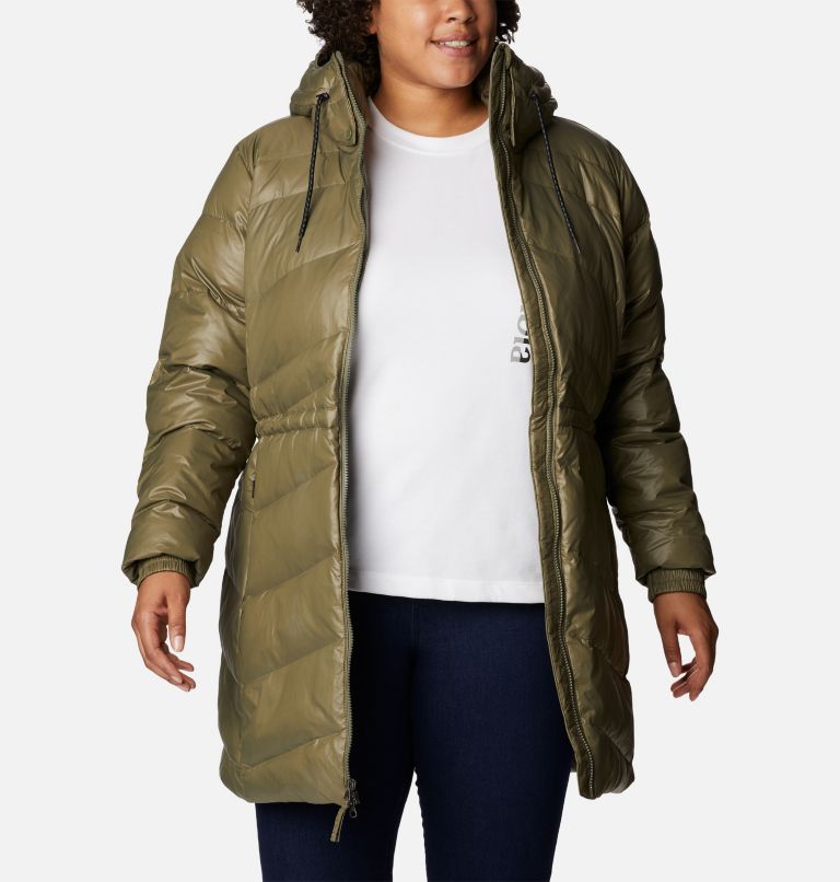 Thumbnail: Women's Icy Heights II Down Mid Jacket - Plus Size, Color: Stone Green Gunmetal, image 8