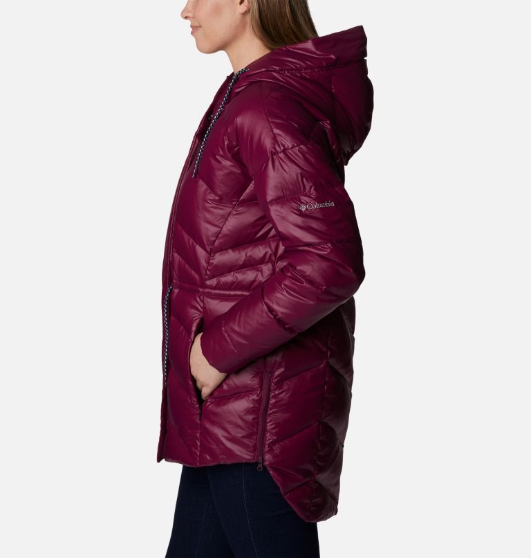 Women's Icy Heights II Down Novelty Jacket, Color: Marionberry Gunmetal, image 3