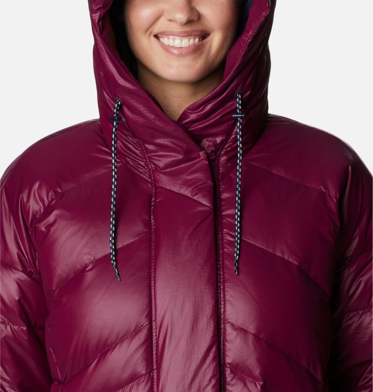 Women's Icy Heights II Down Novelty Jacket, Color: Marionberry Gunmetal, image 4