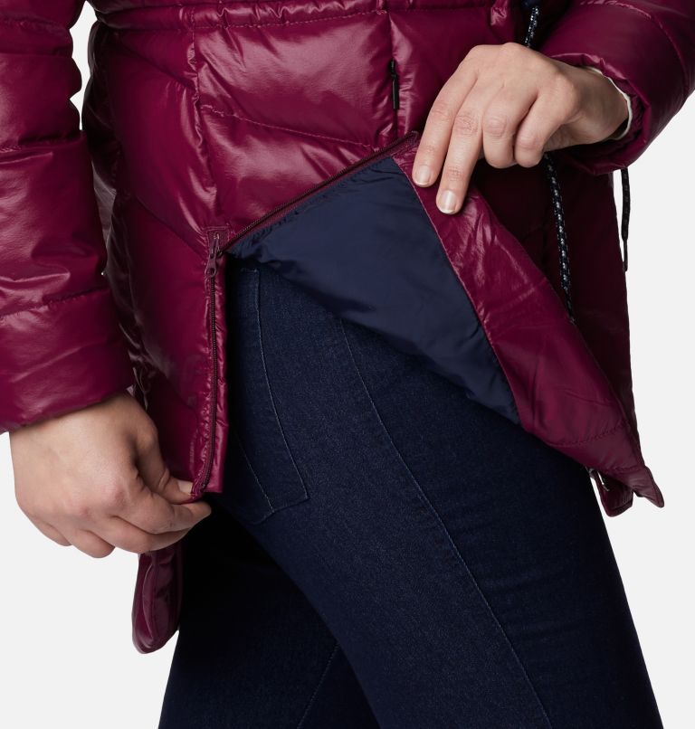 Women's Icy Heights II Down Novelty Jacket, Color: Marionberry Gunmetal, image 6