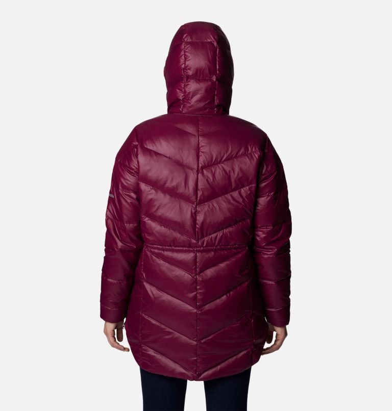 Women's Icy Heights II Down Novelty Jacket, Color: Marionberry Gunmetal, image 2