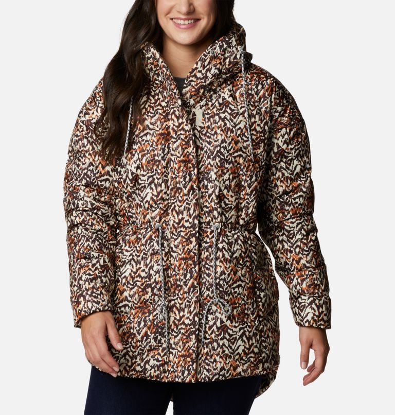 Women's Icy Heights II Down Novelty Jacket, Color: Warm Copper Terrain Print, image 1