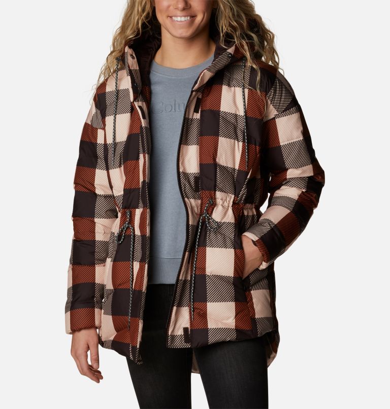 Women's Icy Heights II Down Novelty Jacket, Color: Warm Copper Check Multi, image 7
