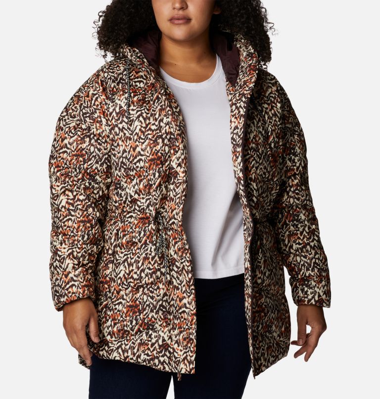 Thumbnail: Women's Icy Heights II Down Novelty Jacket - Plus Size, Color: Warm Copper Terrain Print, image 7
