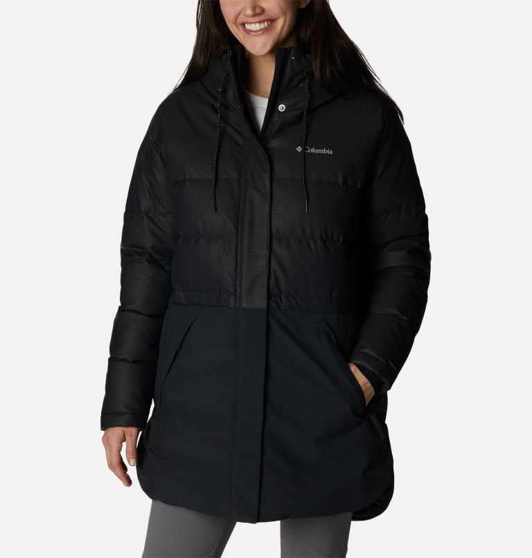 Women's City Spark Black Dot Down Parka, Color: Black, image 1