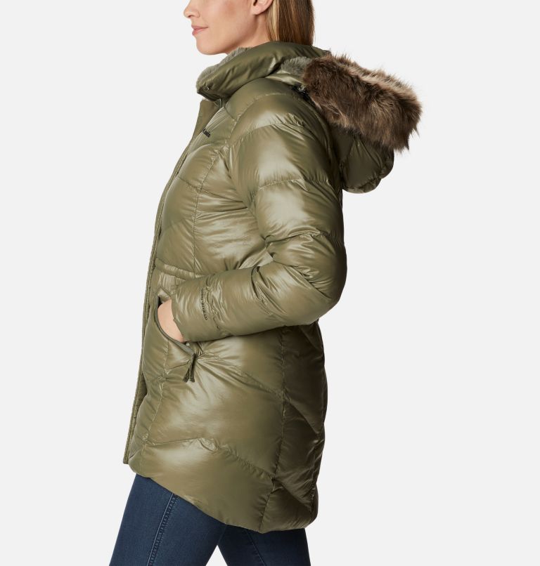 Women's Peak to Park Mid Insulated Jacket, Color: Stone Green Gunmetal, image 3