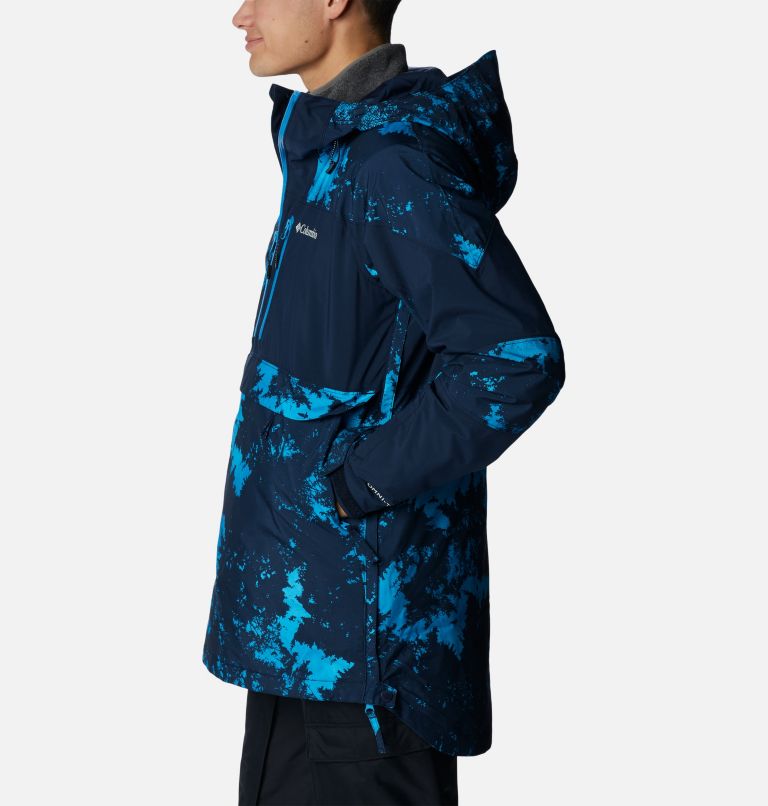 Men's Powder Canyon Anorak Ski Shell, Color: Compass Blue Lookup Print, Coll Navy, image 3