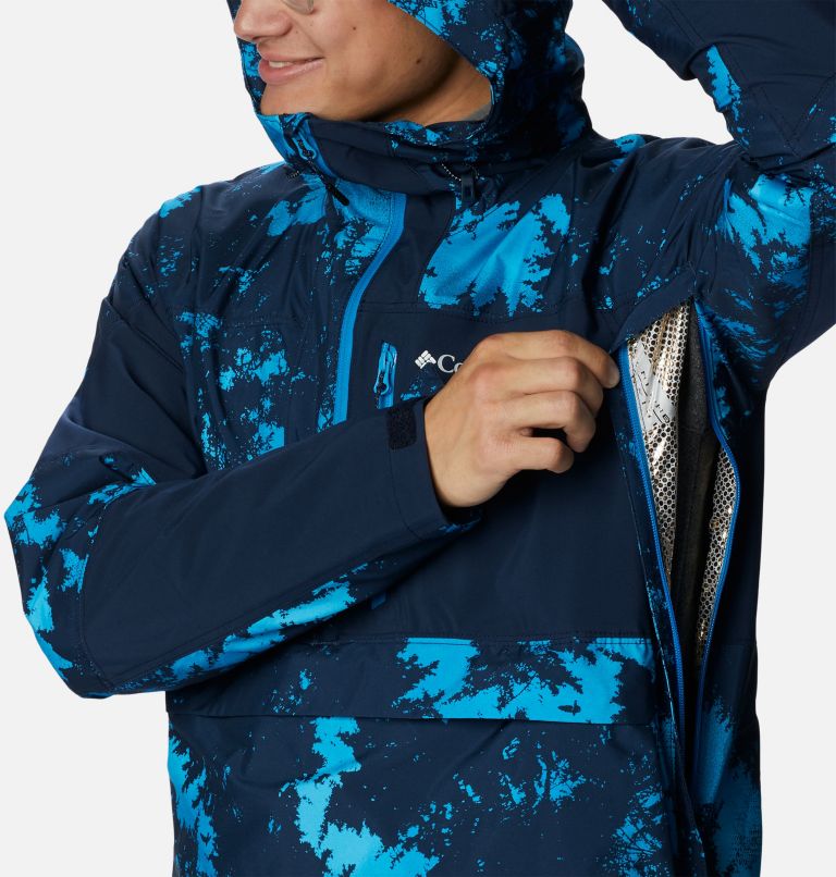 Men's Powder Canyon Anorak Ski Shell, Color: Compass Blue Lookup Print, Coll Navy, image 8