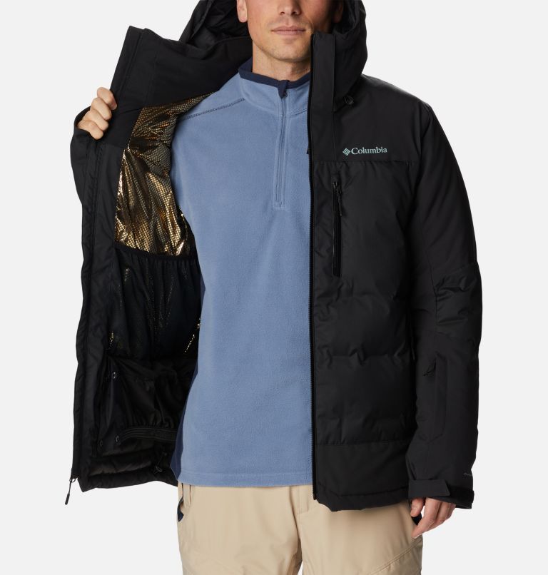 Thumbnail: Men's Wild Card II Waterproof Hooded Ski Down Jacket, Color: Black, image 6