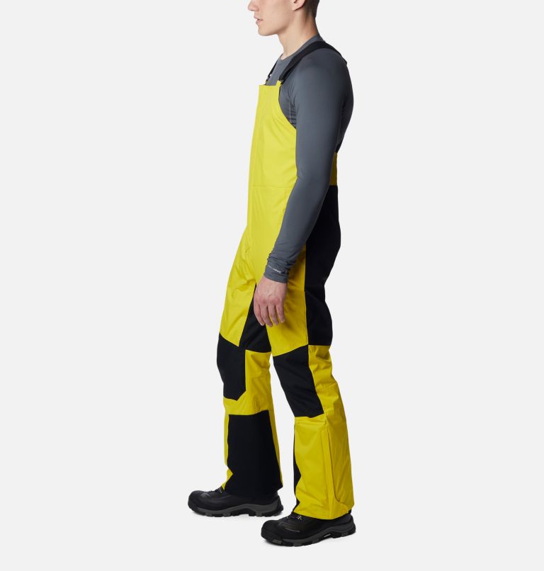 Men's M Iceventure Waterproof Ski Bib, Color: Laser Lemon, Black, image 3