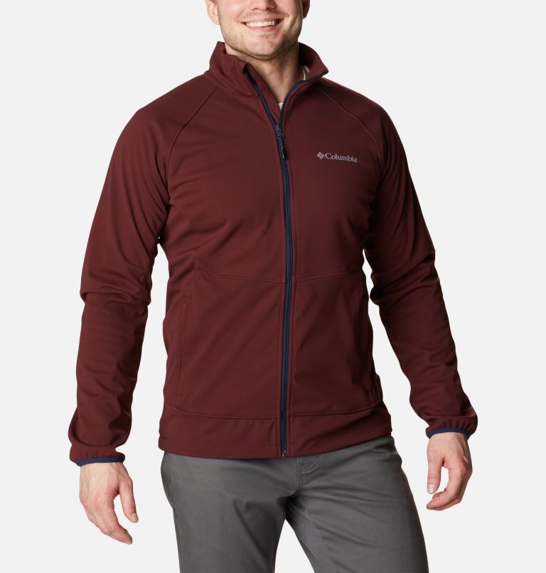 Thumbnail: Men's Canyon Meadows Softshell Walking Jacket, Color: Elderberry, image 1