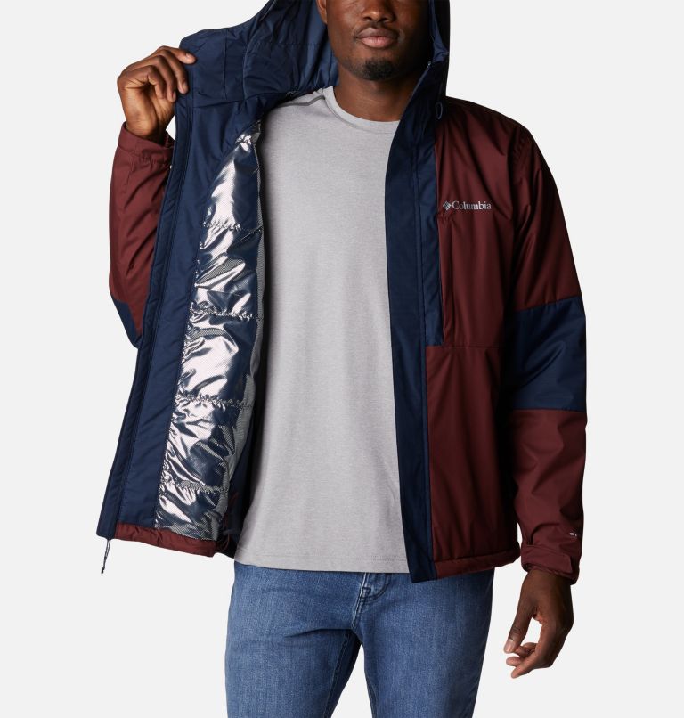 Men's Oso Mountain Insulated Rain Jacket, Color: Elderberry, Collegiate Navy, image 5