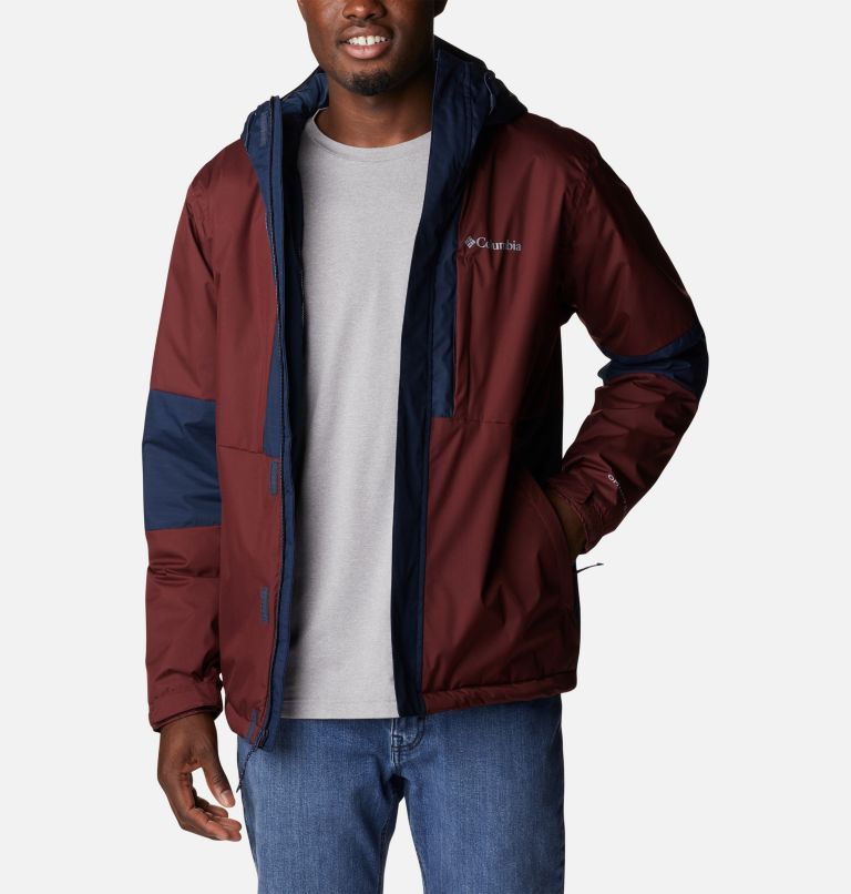 Men's Oso Mountain Insulated Rain Jacket, Color: Elderberry, Collegiate Navy, image 8