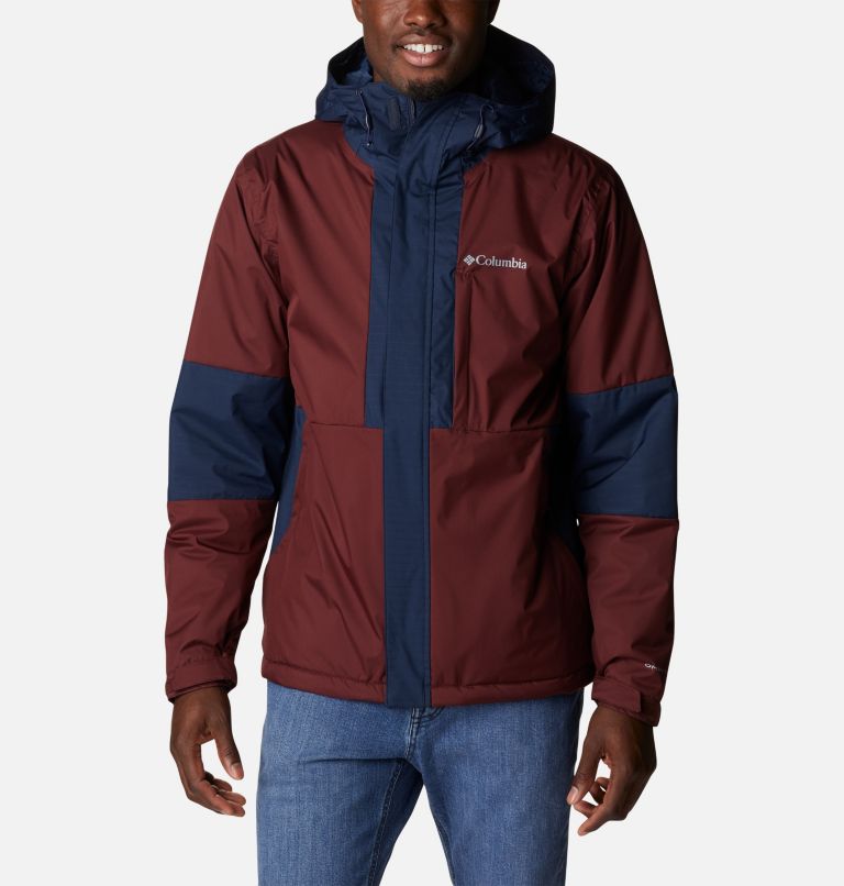 Men's Oso Mountain Insulated Rain Jacket, Color: Elderberry, Collegiate Navy, image 1