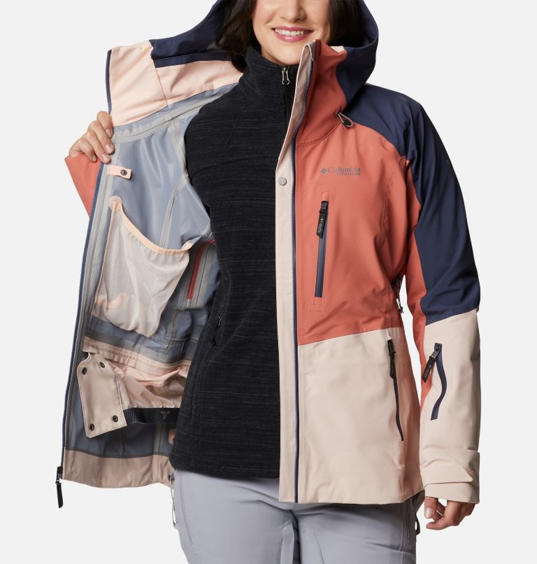 Thumbnail: Women's Platinum Peak 3L Jacket, Color: Peach Blossom, Dark Coral, Nocturnal, image 5