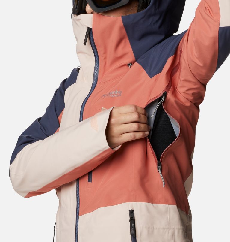 Thumbnail: Women's Platinum Peak Waterproof Shell Ski Jacket, Color: Peach Blossom, Dark Coral, Nocturnal, image 8