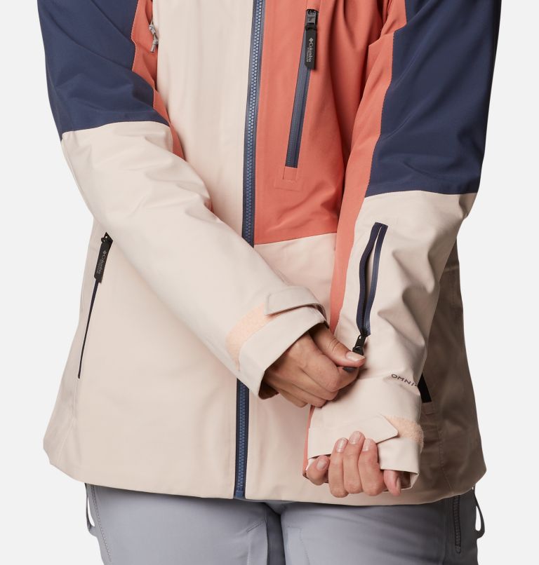 Women's Platinum Peak Waterproof Shell Ski Jacket, Color: Peach Blossom, Dark Coral, Nocturnal, image 9