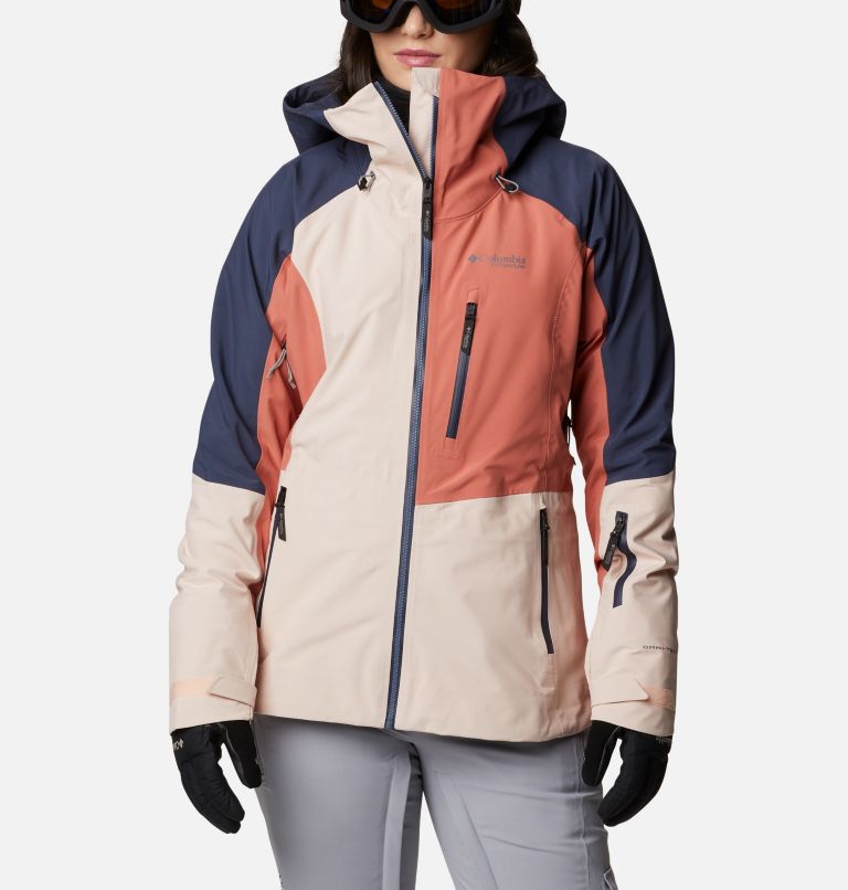 Thumbnail: Women's Platinum Peak Waterproof Shell Ski Jacket, Color: Peach Blossom, Dark Coral, Nocturnal, image 1