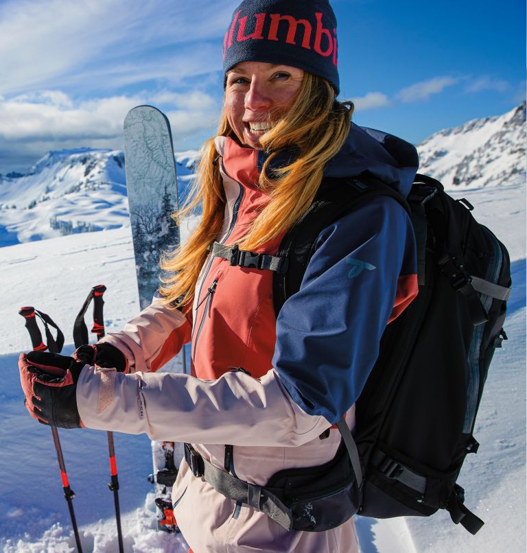 Women's Platinum Peak Waterproof Shell Ski Jacket, Color: Peach Blossom, Dark Coral, Nocturnal, image 16