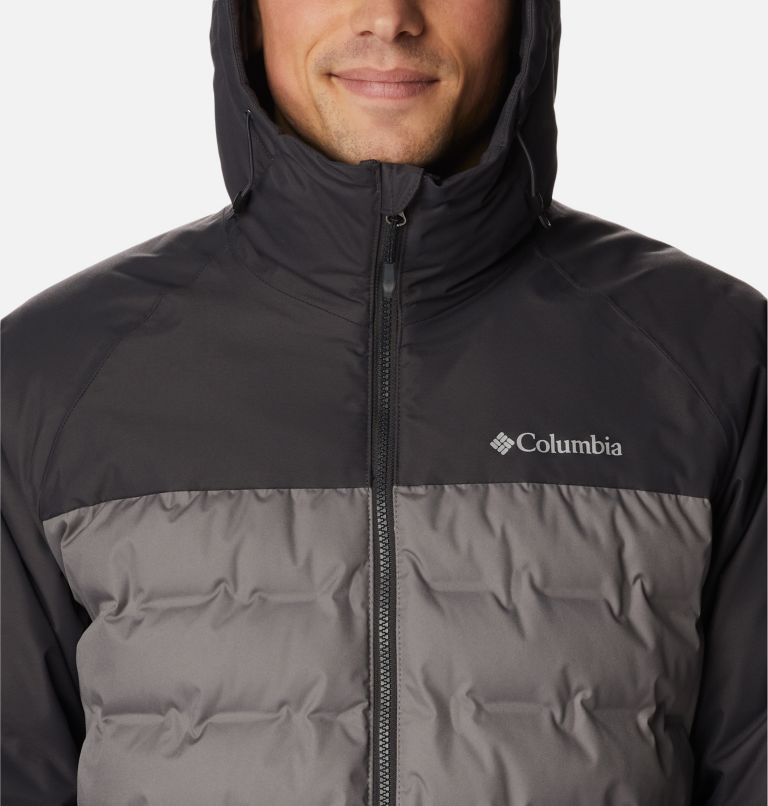 Men's Grand Trek II Down Hooded Jacket, Color: City Grey, Shark, image 4