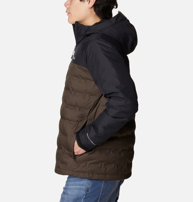 Men's Grand Trek II Down Hooded Jacket, Color: Cordovan, Black, image 3