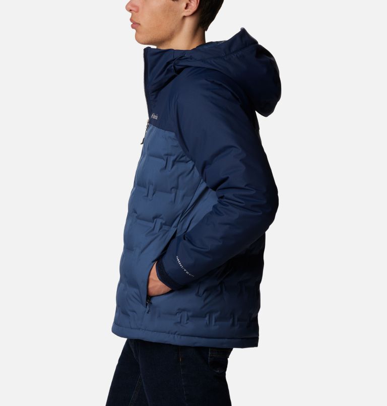 Men's Grand Trek II Down Hooded Jacket, Color: Dark Mountain, Collegiate Navy, image 3