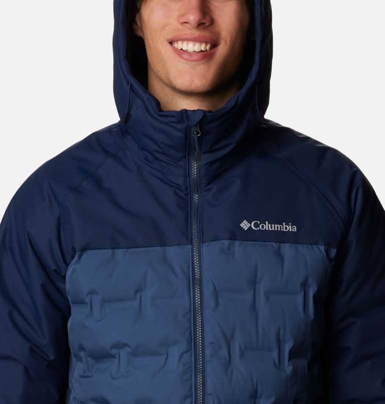 Men's Grand Trek II Down Hooded Jacket, Color: Dark Mountain, Collegiate Navy, image 4