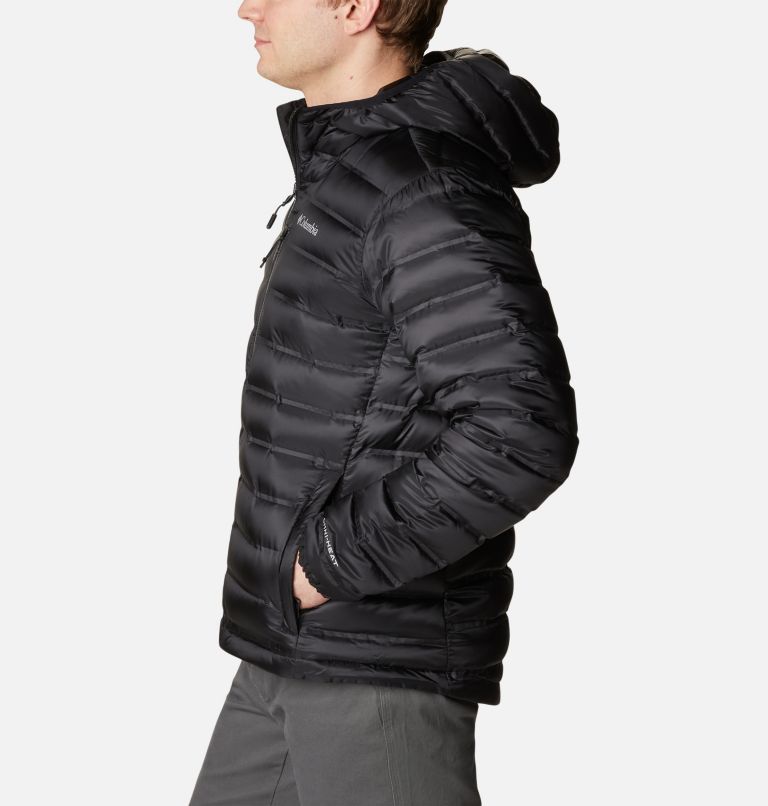 Men's Pebble Peak Down Hooded Jacket, Color: Black, image 3