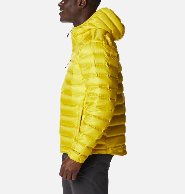 Men's Pebble Peak Down Hooded Jacket, Color: Laser Lemon, image 3