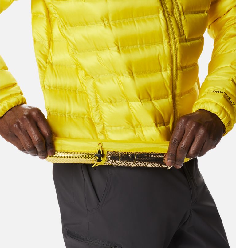 Men's Pebble Peak Down Hooded Jacket, Color: Laser Lemon, image 6