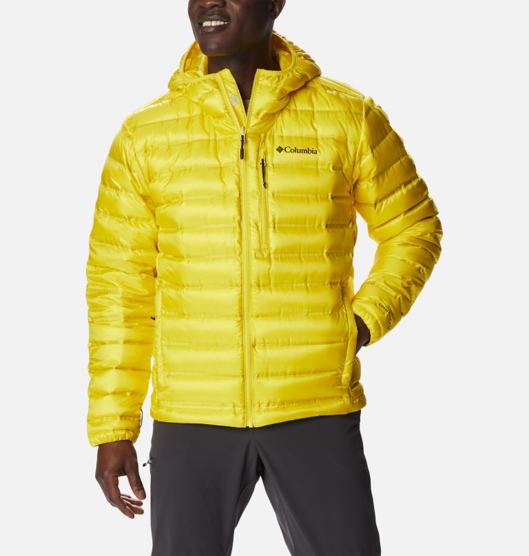 Men's Pebble Peak Down Hooded Jacket, Color: Laser Lemon, image 1