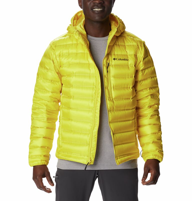 Men's Pebble Peak Down Hooded Puffer Jacket, Color: Laser Lemon, image 9