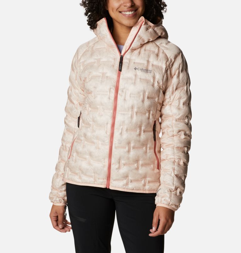 Thumbnail: Women's Alpine Crux II Down Hooded Jacket, Color: Peach Blossom, image 1